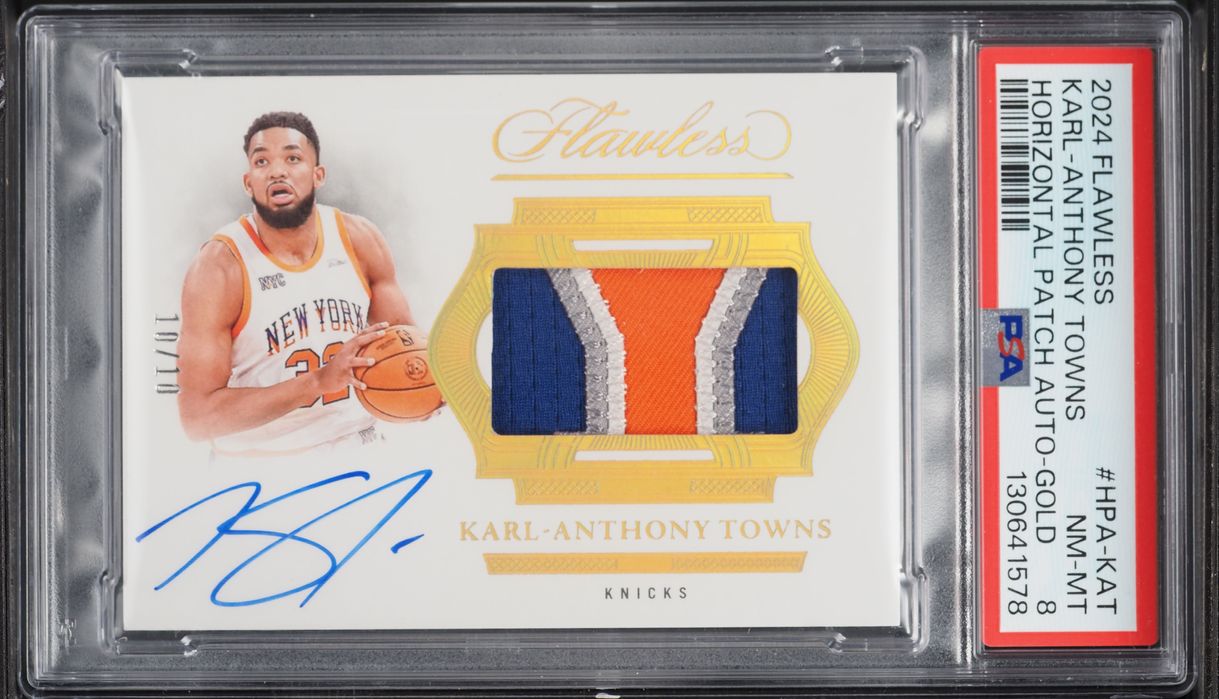 2024 Panini Flawless Horizontal Gold Karl-Anthony Towns PATCH AUTO 10/10 #HPA-KAT PSA 8 NM-MT