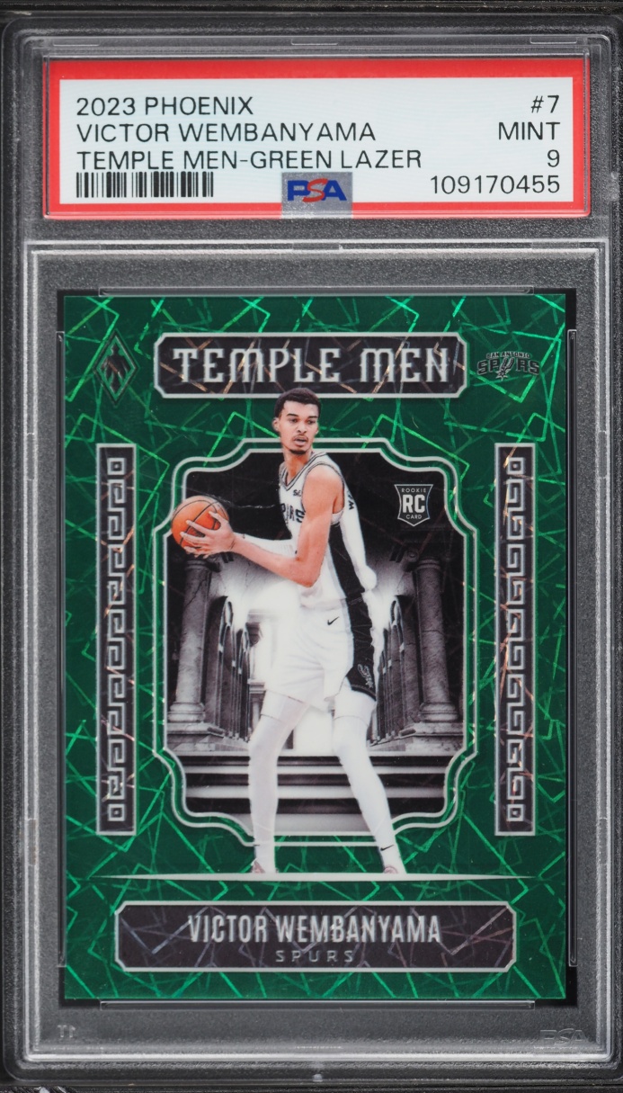 2023 Panini Phoenix Temple Men Green Lazer Victor Wembanyama /175 #7 PSA 9 MINT