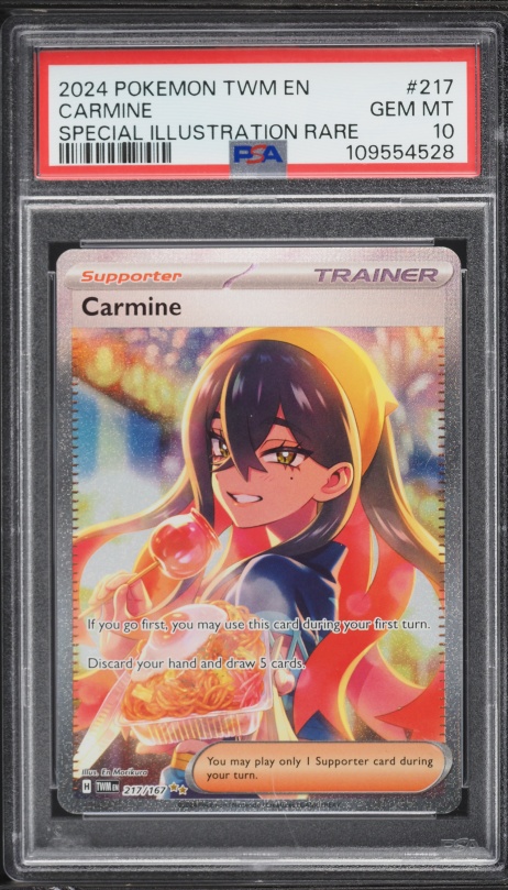 2024 Pokemon Scarlet & Violet Twilight Masquerade SIR Carmine #217 PSA 10 GEM MINT
