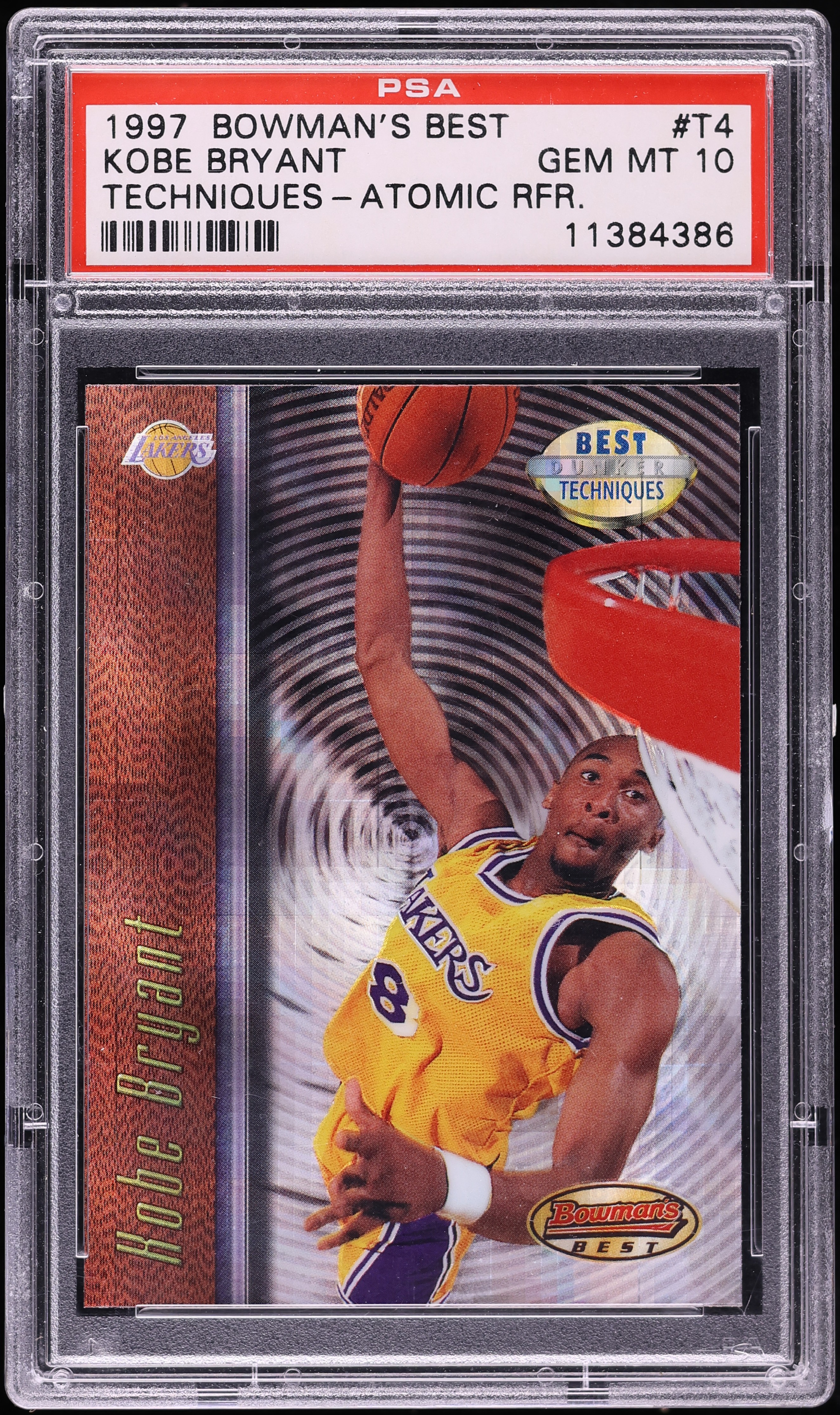 1997 Bowman's Best Techniques Atomic Refractor Kobe Bryant #T4 PSA