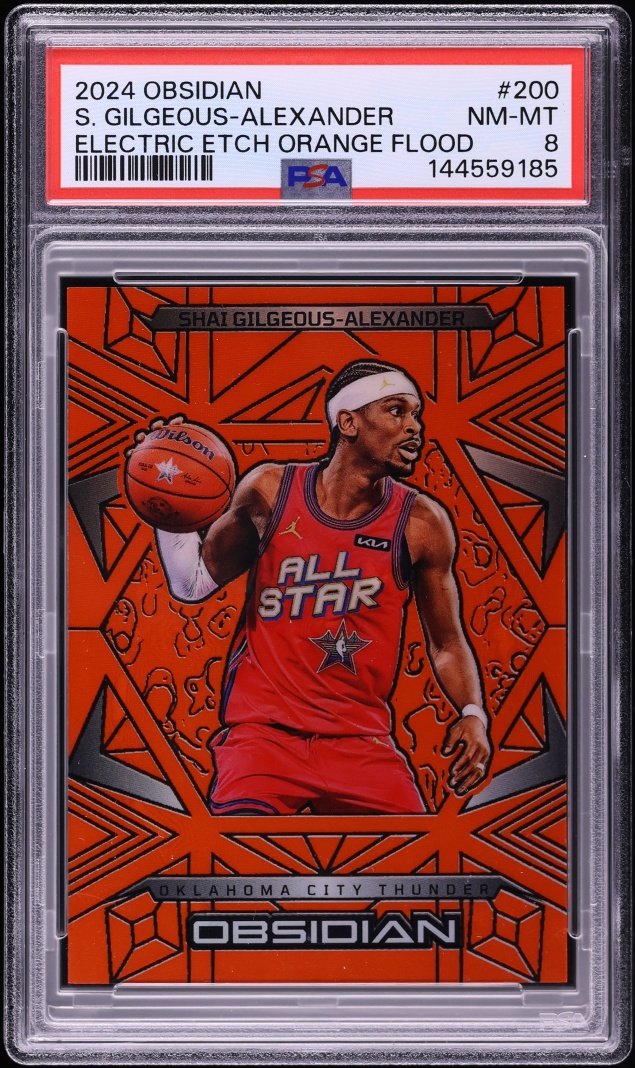 2024 Panini Obsidian Electric Etch Orange Flood Shai Gilgeous-Alexander /125 #200 PSA 8 NM-MT