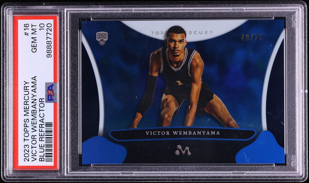 2023 Topps Mercury Blue Refractor Victor Wembanyama ROOKIE /75 #16 PSA 10 GEM MINT