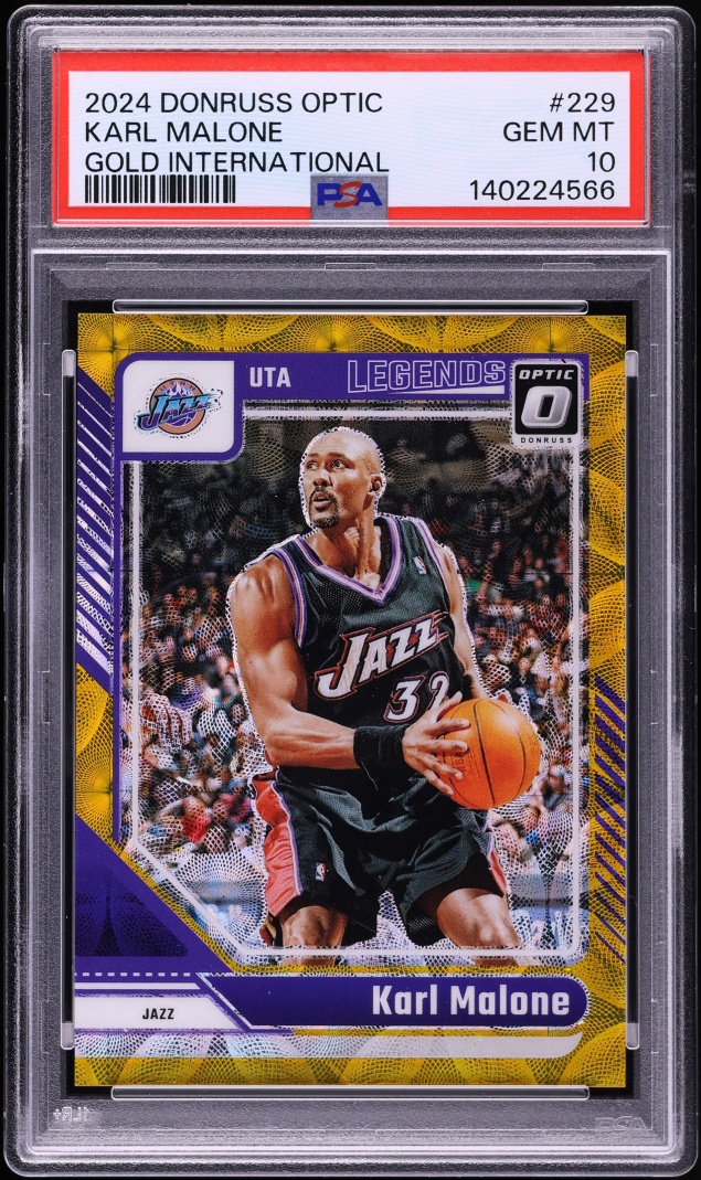 2024 Panini Donruss Optic Gold International Karl Malone /10 #229 PSA 10 GEM MINT