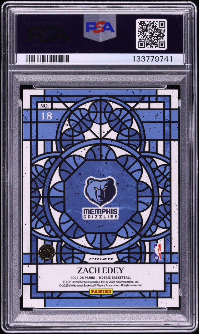 2024 Panini Mosaic Stained Glass Zach Edey ROOKIE #18 PSA 9 MINT