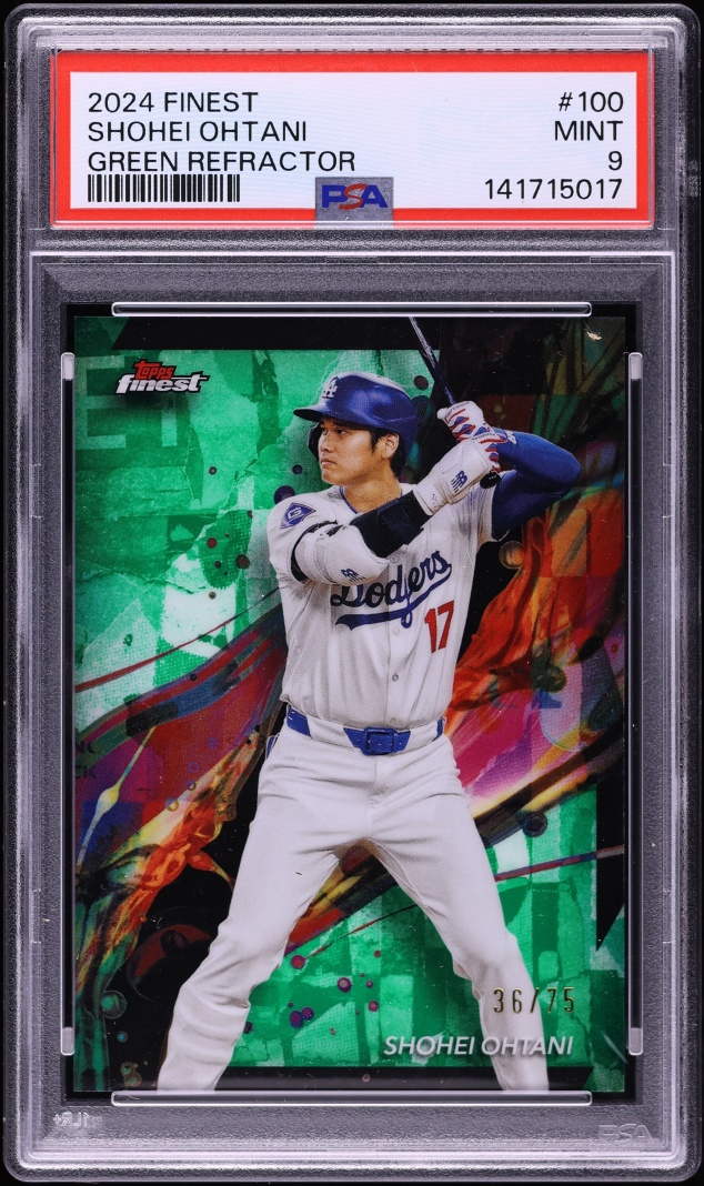 2024 Finest Green Refractor Shohei Ohtani /75 #100 PSA 9 MINT