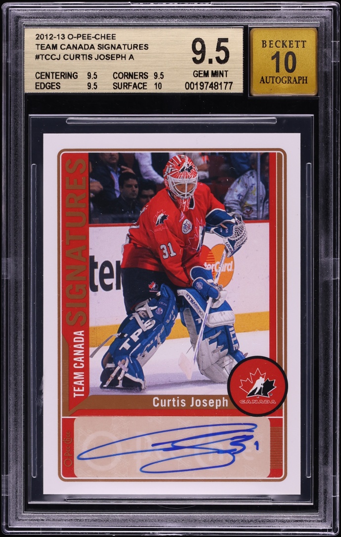 2012 O-Pee-Chee Team Canada Signatures Curtis Joseph AUTO #TC-CJ BGS 9.5 GEM MINT