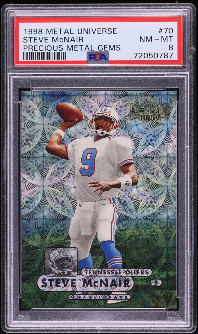 1998 Metal Universe Precious Metal Gems PMG Steve McNair /50 #70 PSA 8 NM-MT