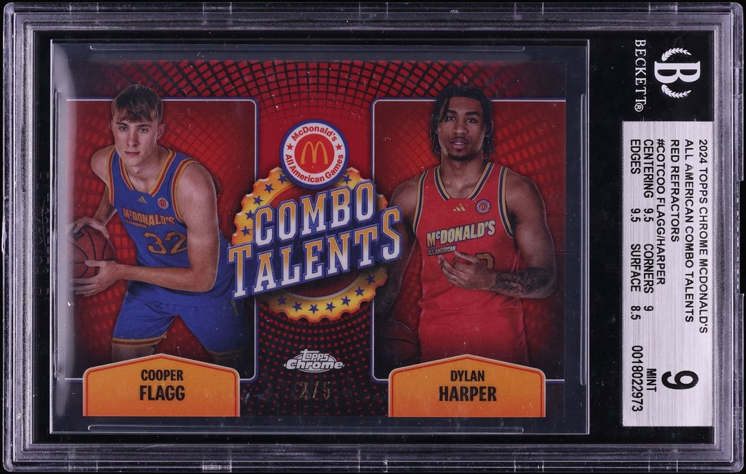 2024 Topps Chrome McDonald's All American Red Refractor Cooper Flagg Dylan Harper RC /5 BGS 9