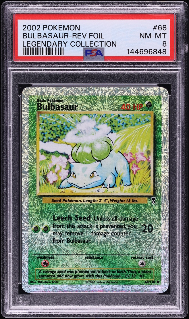 2002 Pokemon Legendary Collection Reverse Holo Bulbasaur #68 PSA 8 NM-MT