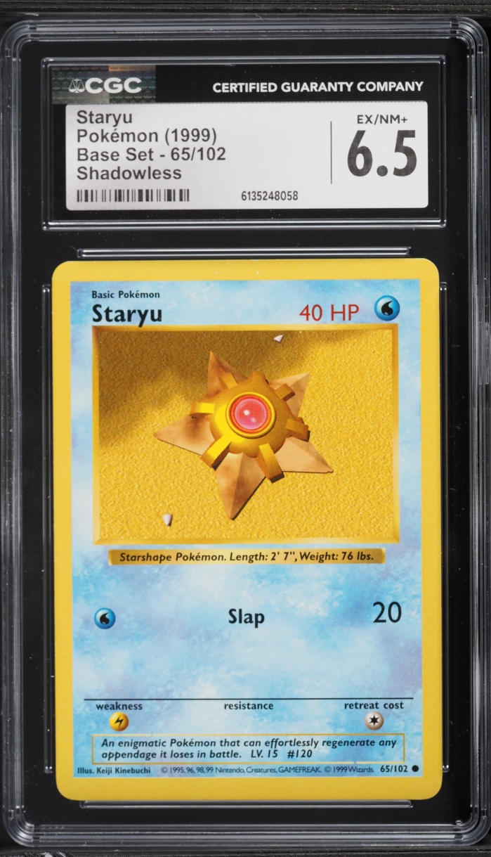 1999 Pokemon Base Set Shadowless Staryu #65 CGC 6.5 EXMT+