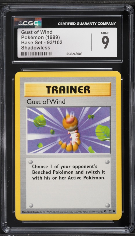 1999 Pokemon Base Set Shadowless Gust Of Wind #93 CGC 9 MINT