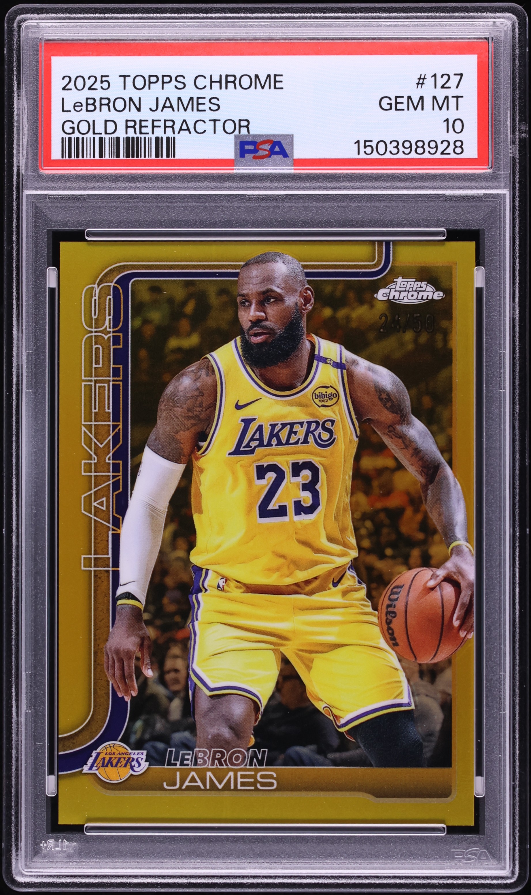 2025 Topps Chrome Gold Refractor LeBron James /50 #127 PSA 10 GEM