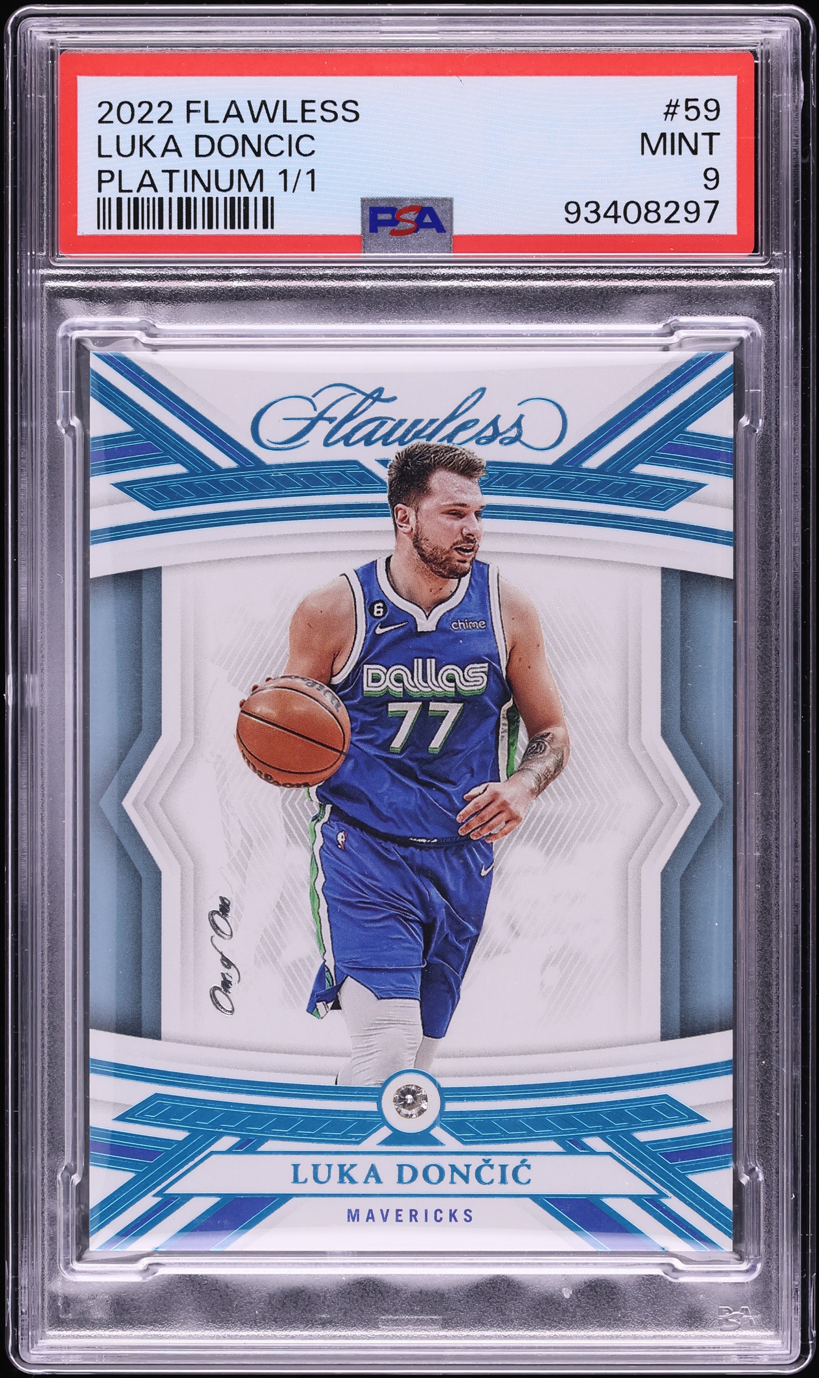 2022 Panini Flawless Platinum Luka Doncic 1/1 #59 PSA 9 MINT on 