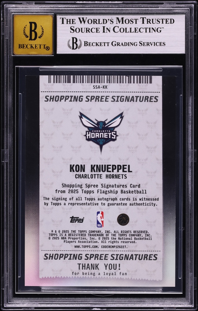 2025 Topps Shopping Spree Signatures Cart Load Kon Knueppel ROOKIE AUTO /25 #SSA-KK BGS 8.5