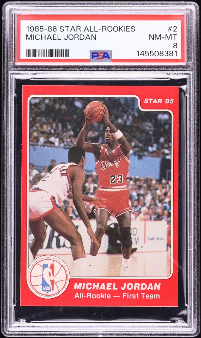 1985 Star All-Rookie Team Michael Jordan ROOKIE #2 PSA 8 NM-MT