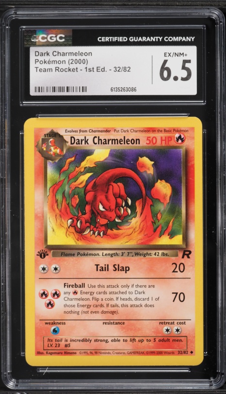 2000 Pokemon Team Rocket 1st Edition Dark Charmeleon #32 CGC 6.5 EXMT+