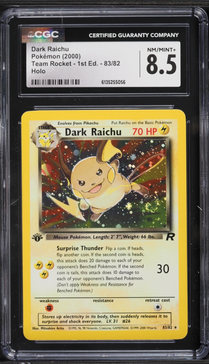 2000 Pokemon Team Rocket 1st Edition Holo Dark Raichu #83 CGC 8.5 NM-MT+