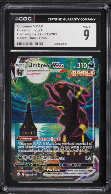 Pokemon Sword & Shield Evolving Skies SEC Umbreon VMAX #215 CGC 9 MINT