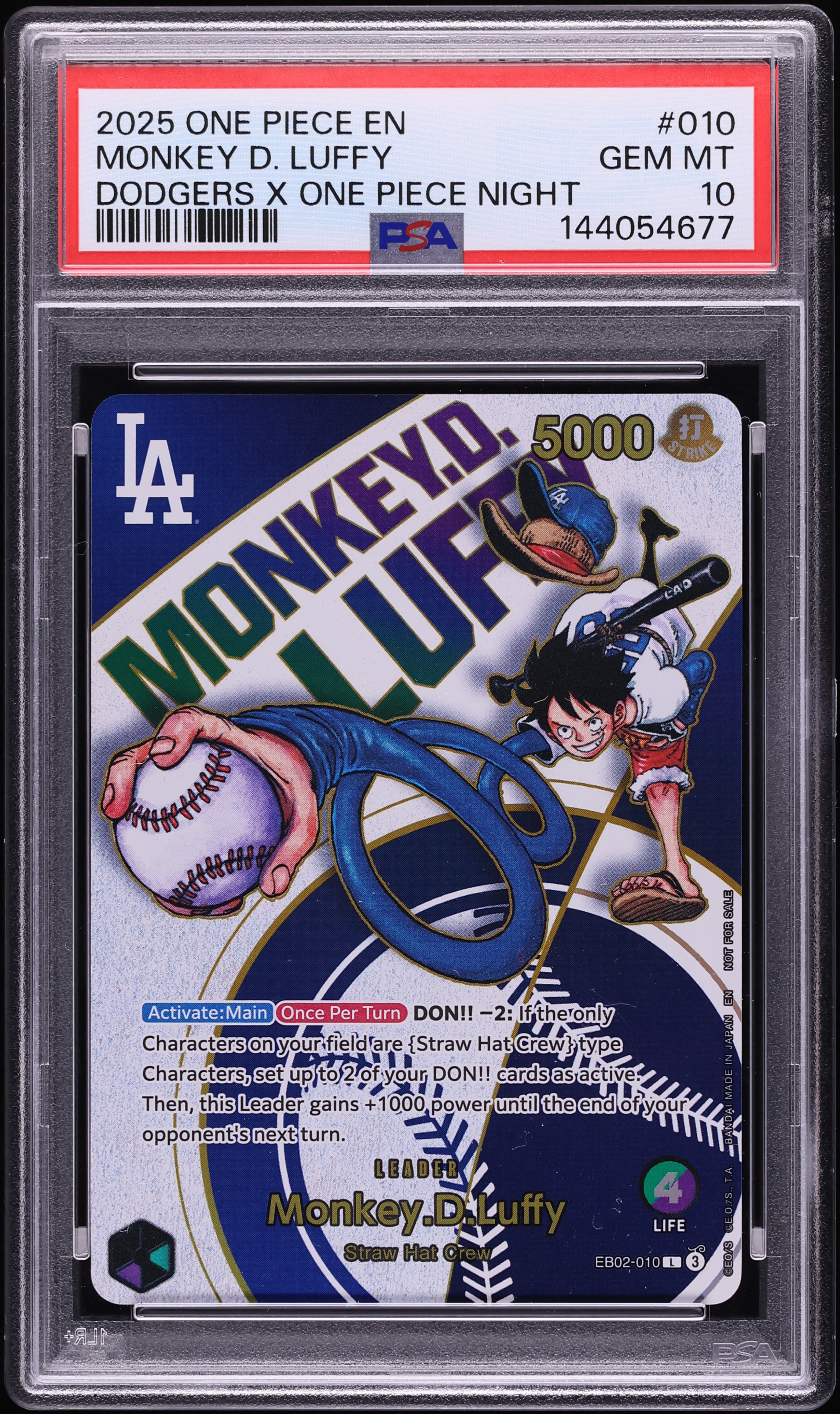 2025 One Piece Dodgers X Night Leader Monkey D. Luffy #EB02-010 