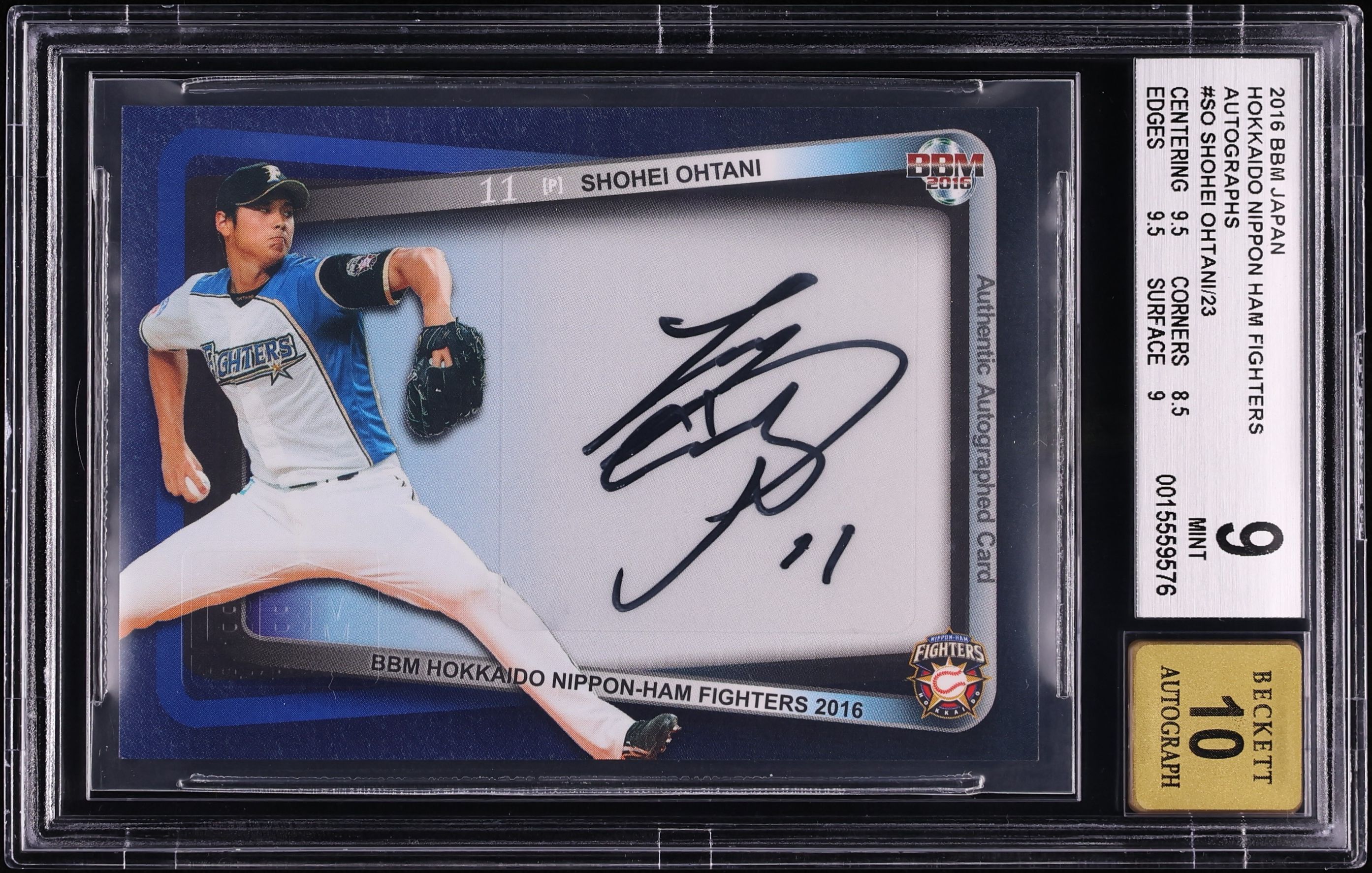 「貴重」Hokkaido Nippon-Ham Fighters サイン入り額縁 2016 BBM Japan Hokkaido Nippon Ham Fighters Shohei Ohtani AUTO /23