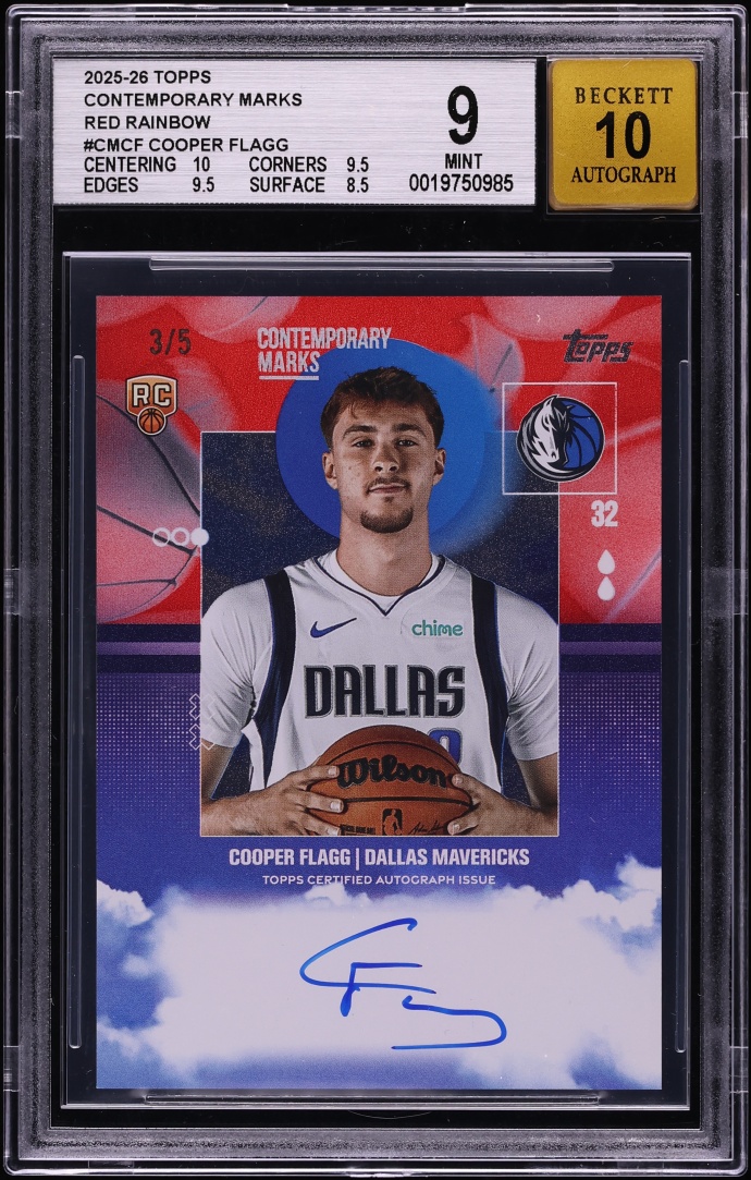 2025 Topps Contemporary Marks Red Rainbow Cooper Flagg ROOKIE AUTO /5 #CM-CF BGS 9 MINT