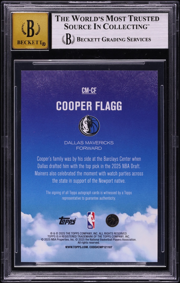 2025 Topps Contemporary Marks Red Rainbow Cooper Flagg ROOKIE AUTO /5 #CM-CF BGS 9 MINT