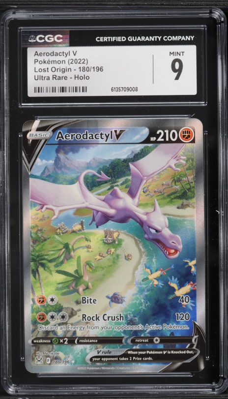 2022 Pokemon Sword & Shield Lost Origin Alt Art Aerodactyl V #180 CGC 9 MINT
