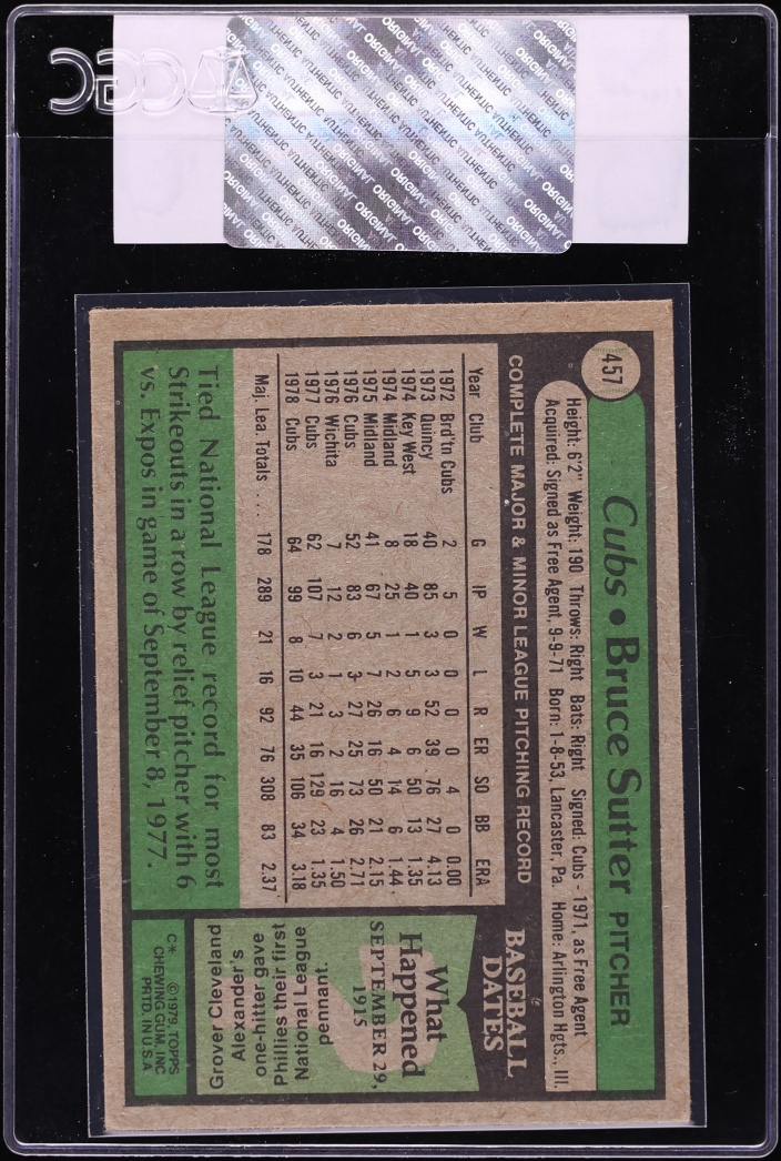 1979 Topps Bruce Sutter #457 CGC AUTH
