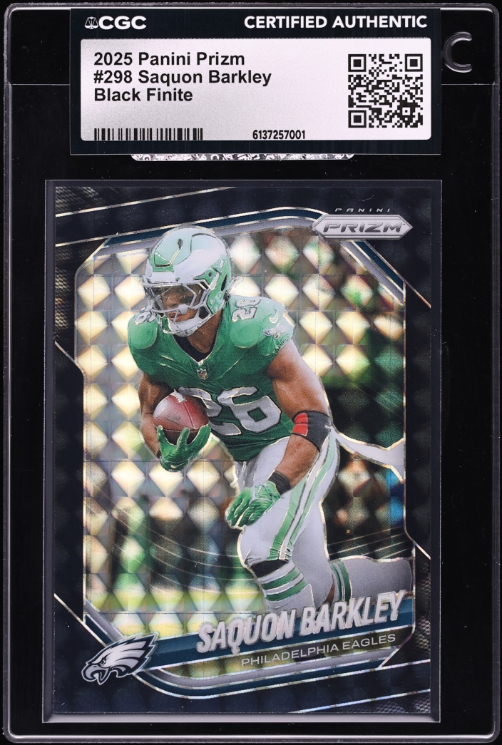 2025 Panini Prizm Black Finite Saquon Barkley 1/1 #298 CGC AUTH