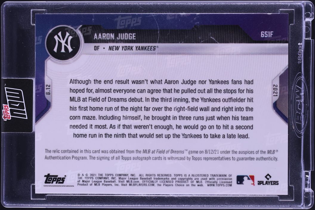 2021 Topps Now Gold Aaron Judge RELIC AUTO 1/1 #651F