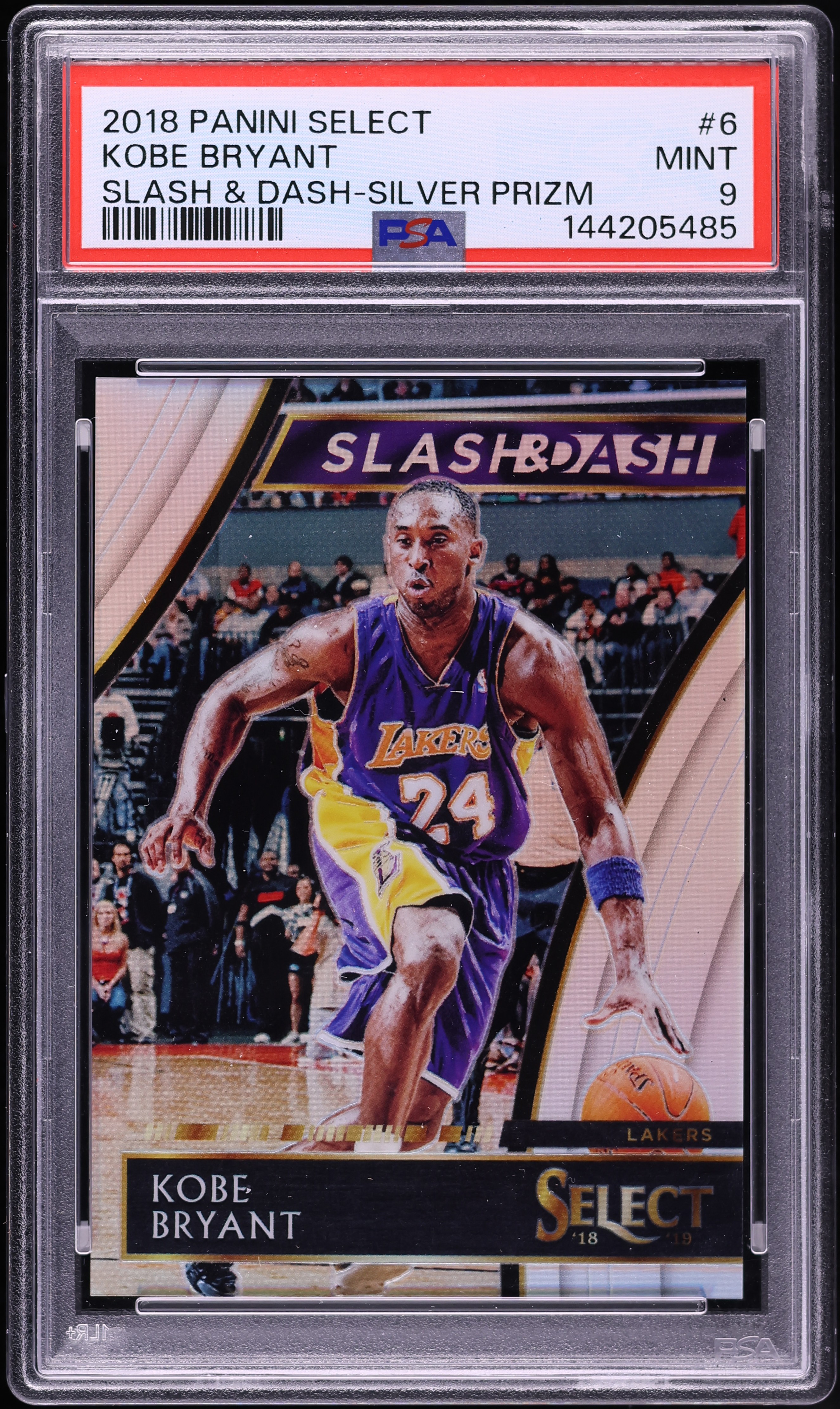 kobeページ 2018 Select Slash & Dash Silver Prizm Kobe Bryant /99 #6 PSA 9