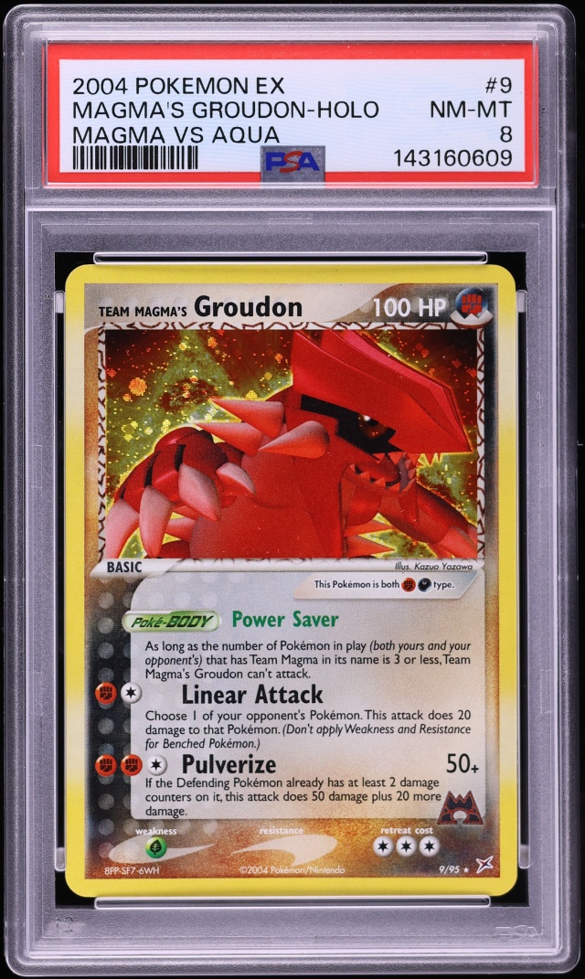 2004 Pokemon EX Team Magma Vs Holo Team Aqua Magma's Groudon #9 PSA 8 NM-MT