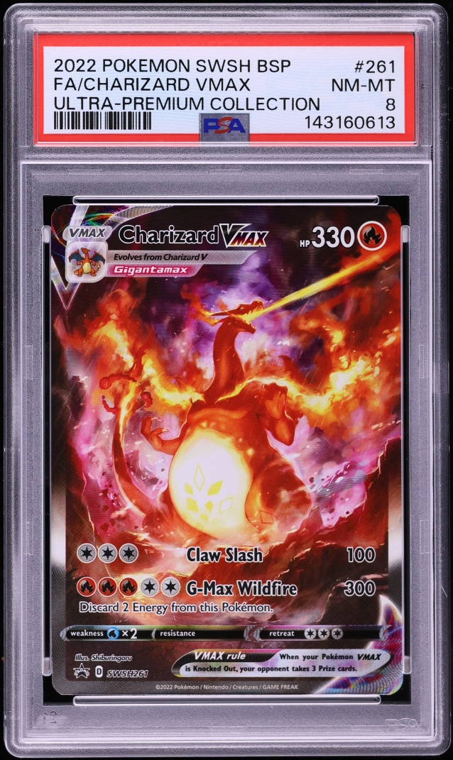 2022 Pokemon Sword & Shield Promo Ultra Premium Alt Art Charizard VMAX #SWSH261 PSA 8 NM-MT