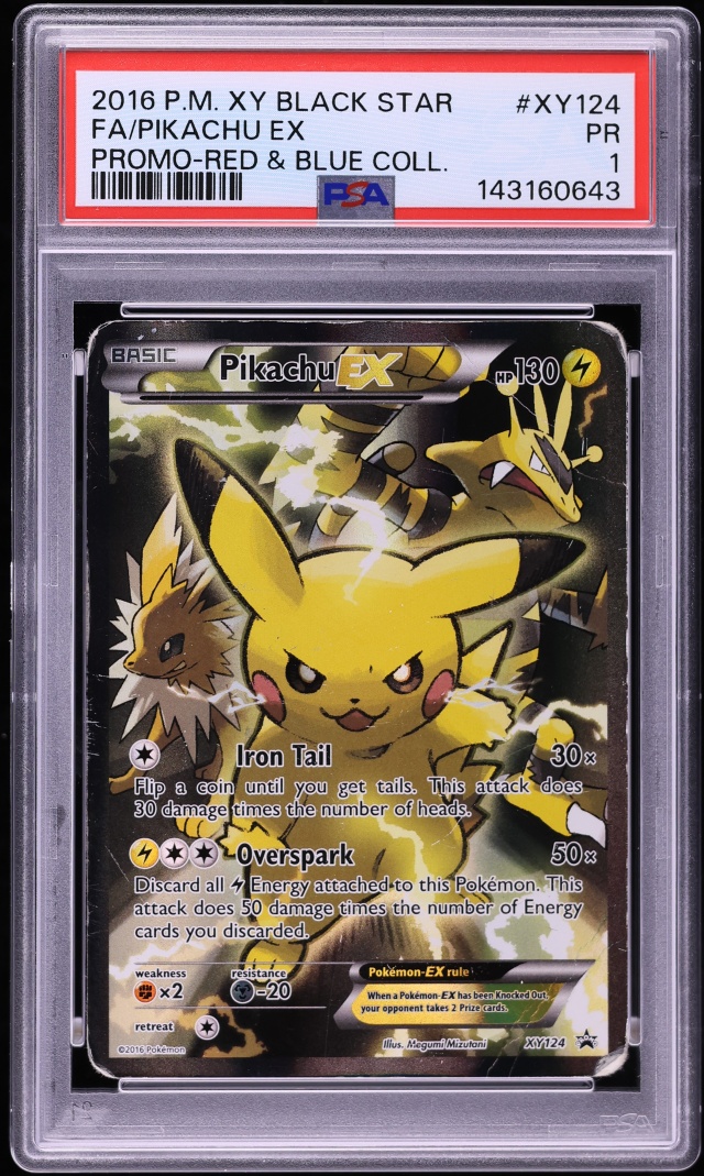 2016 Pokemon XY Promo Red & Blue Collection Full Art Pikachu EX #XY124 PSA 1 PR