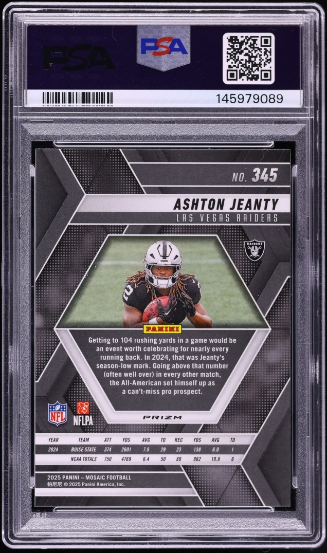 2025 Panini Mosaic Genesis Ashton Jeanty ROOKIE #345 PSA 10 GEM MINT