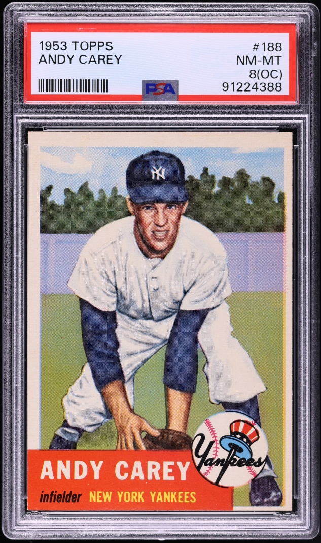 1953 Topps Andy Carey ROOKIE #188 PSA 8(oc) NM-MT