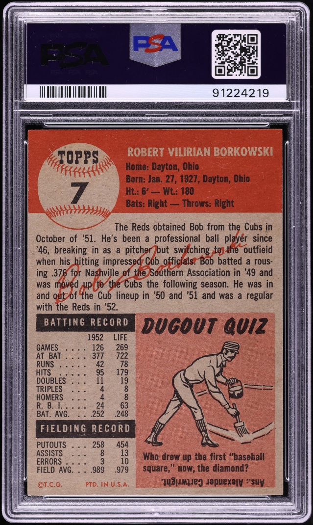 1953 Topps Bob Borkowski #7 PSA 8.5 NM-MT+