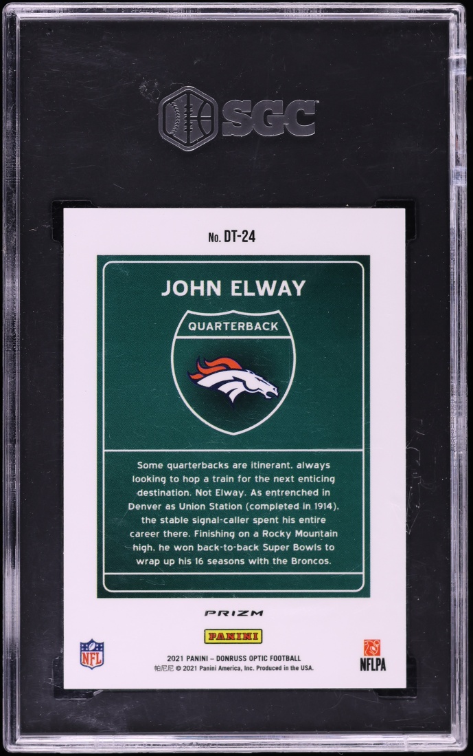 2021 Donruss Optic Downtown Prizm John Elway #DT-24 SGC 10 GEM MINT