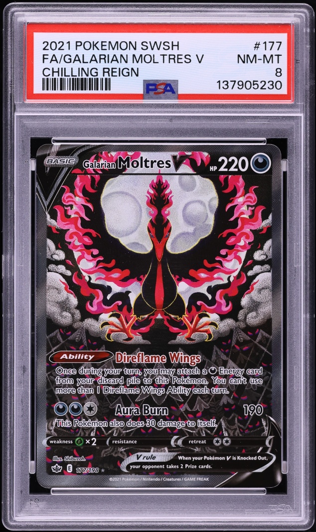 2021 Pokemon Sword & Shield Chilling Reign Full Art/Galarian Moltres V 177