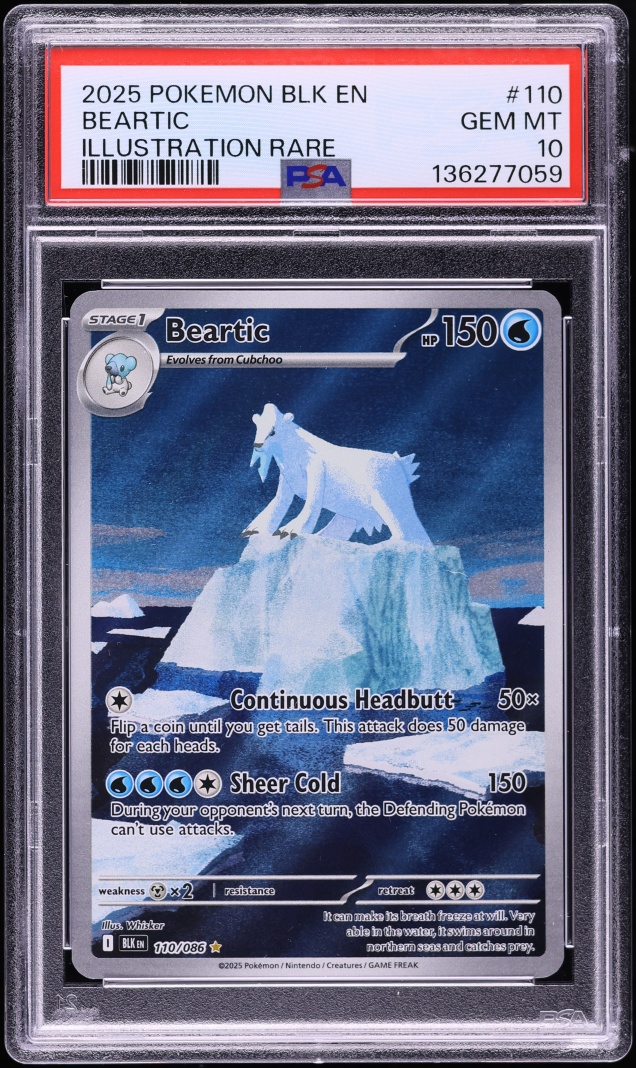 2025 Pokemon Black Bolt IR Beartic #110 PSA 10 GEM MINT