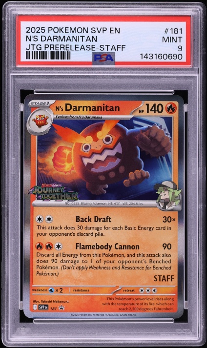 2025 Pokemon Scarlet & Violet Promo Prerelease Staff N's Darmanitan #181 PSA 9 MINT