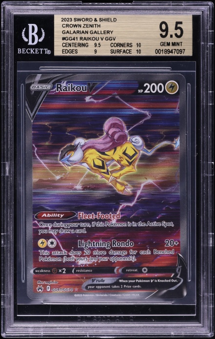 2023 Pokemon Sword & Shield Crown Zenith Alt Art Raikou V #GG41