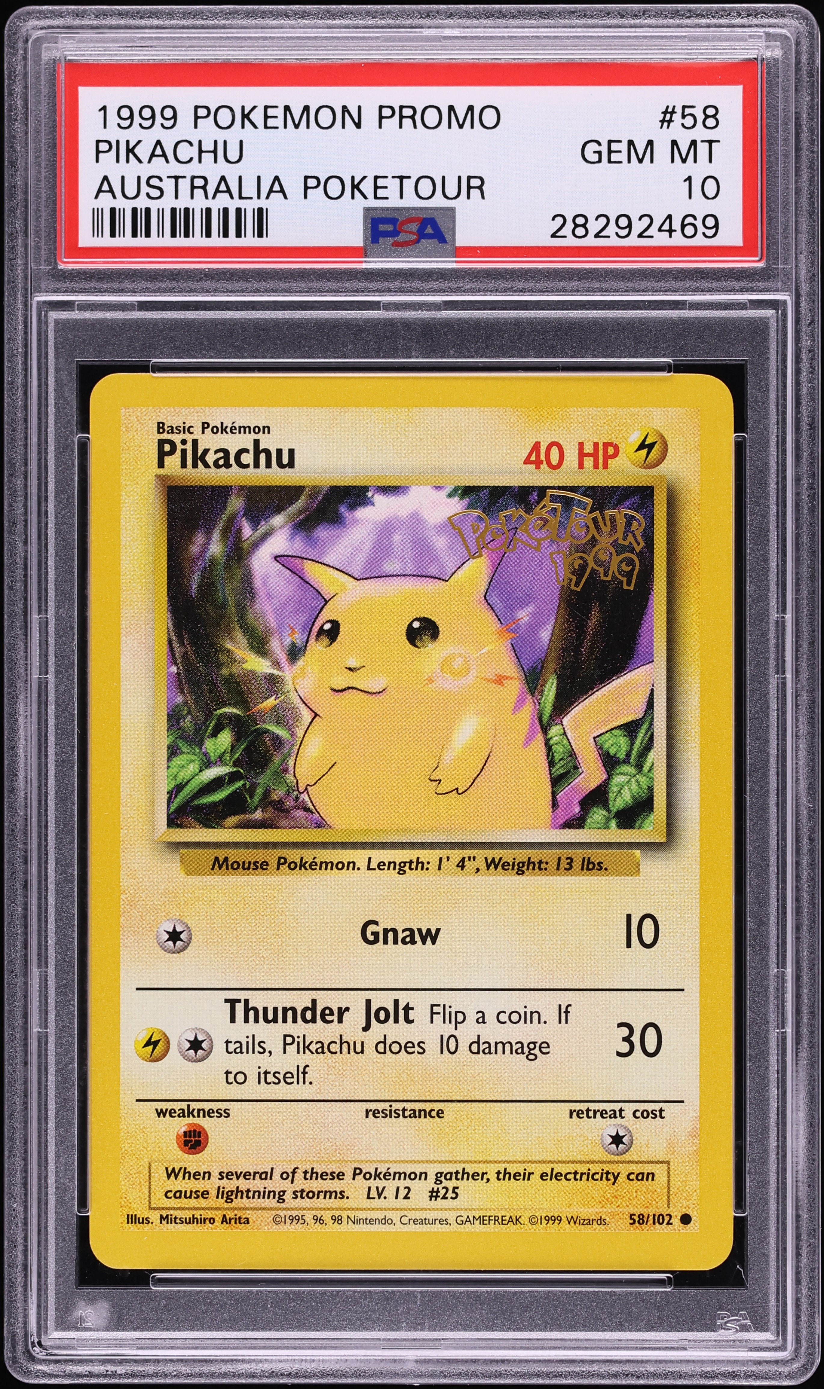 1999 Pokemon Base Set Promo Australia Poketour Pikachu #58 PSA 10