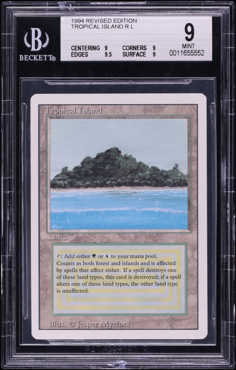 1993 Magic The Gathering MTG Alpha Dual Land Tropical Island R L