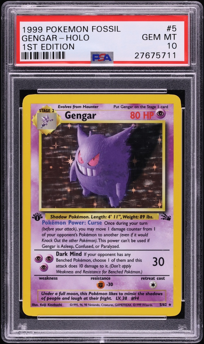 1999 Pokemon Fossil 1st Edition Holo Gengar #5 PSA 10 GEM MINT