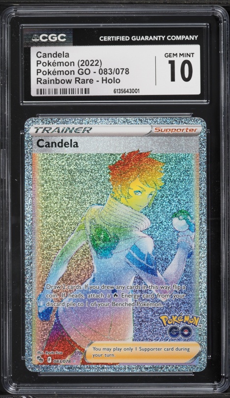 2022 Pokemon Sword & Shield Pokemon GO Rainbow Rare Candela #83 CGC 10 GEM MINT