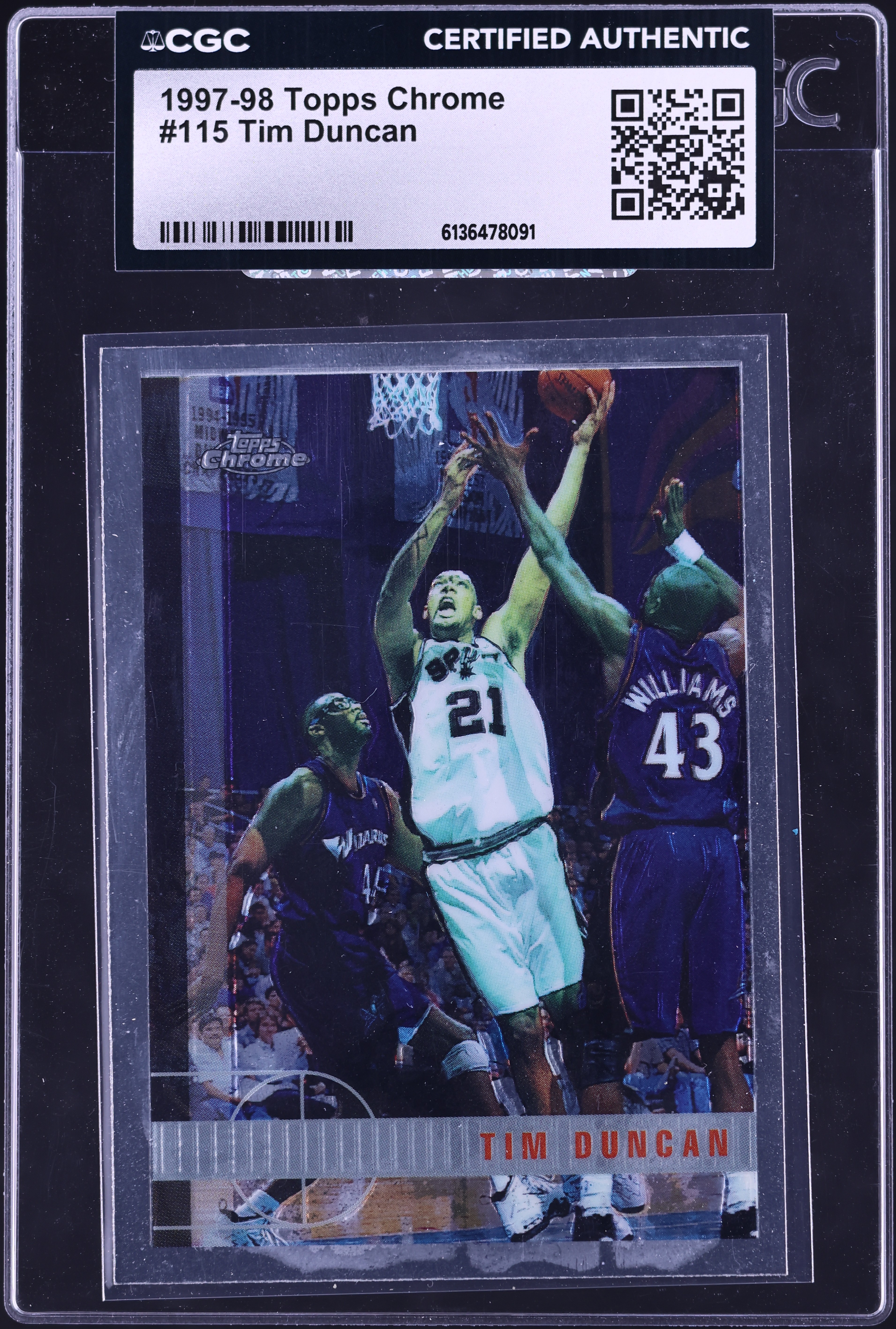 1997 Topps Chrome Tim Duncan ROOKIE #115 CGC AUTH on Fanatics Collect