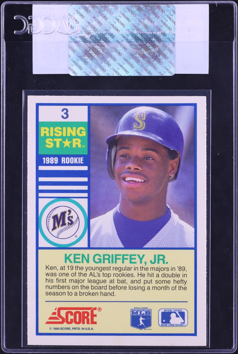 1990 Score Rising Stars Ken Griffey Jr. #3 CGC AUTH