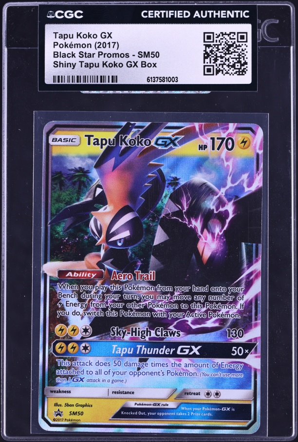 2017 Pokemon Sun & Moon Black Star Promo Tapu Koko GX #SM50 CGC AUTH