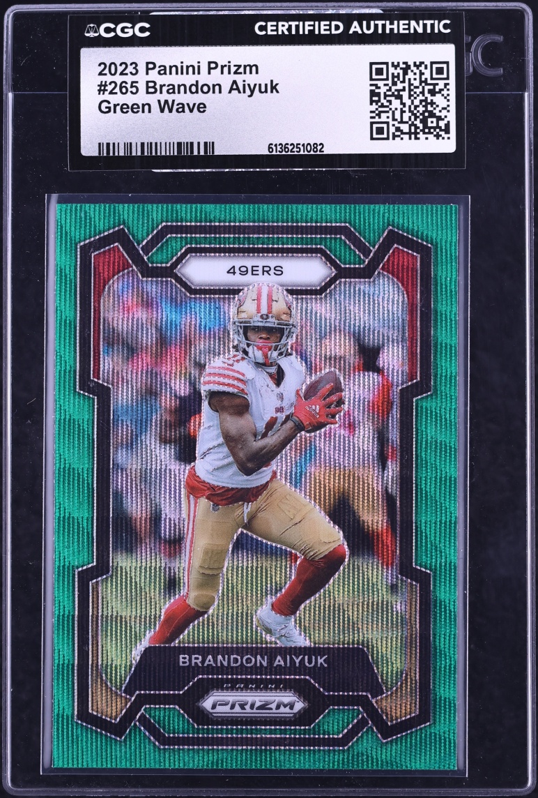 2023 Panini Prizm Green Wave Brandon Aiyuk #265 CGC AUTH